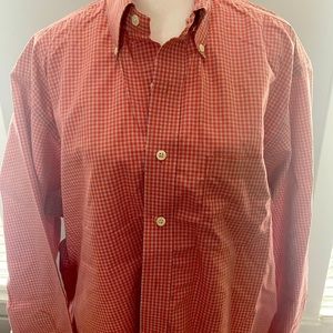 Like new Brooks Brothers reddish-orange plaid button down shirt in size L